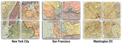 Vintage and Antique Tile Map Coasters